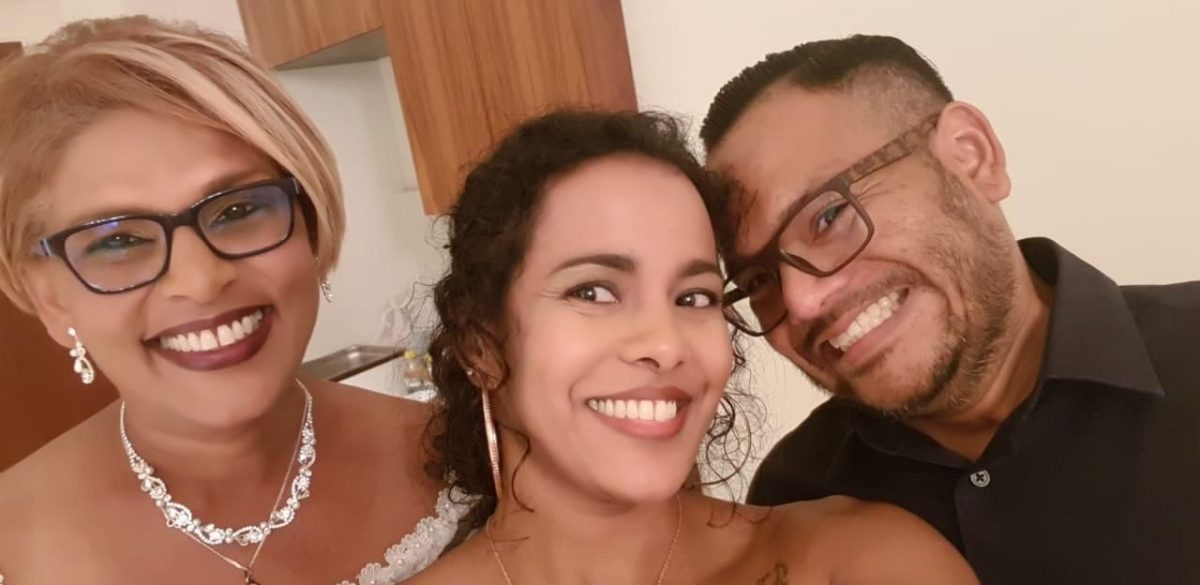 Ken King Fook, right, his wife Darielle Persad and mother Judy Maharaj, left, is this family photo. King Fook is one of seven Trinis still in Suriname seeking to come home but his situation has changed after his mother died three weeks ago and his wife’s pregnancy was deemed high-risk as she is stressed by his situation.