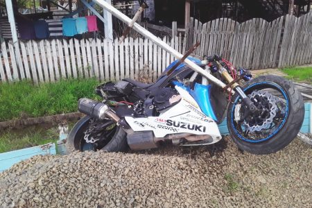 Navendra Jodhan’s bike after the accident.
