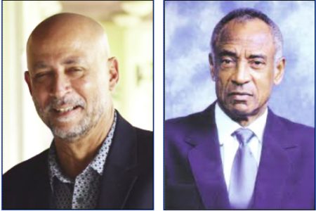 RIGHT MAN! Former West Indies Cricket Board president Ken Gordon, right,  has endorsed Cricket West Indies (CWI) president Ricky Skerritt as being the right man to lead the organization at present.