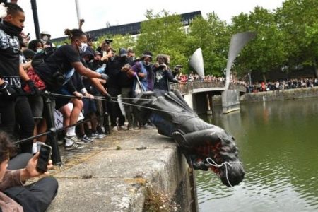 The statue of Edward Colston was dragged through Bristol before being thrown into the harbor.
