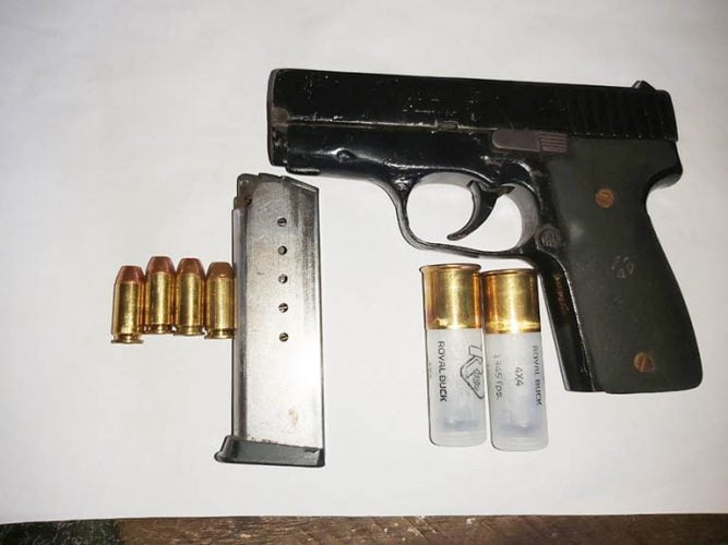 The unlicensed firearm and ammunition which were allegedly found in the suspect’s possession