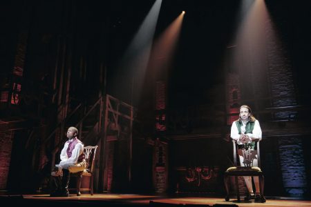 Leslie Odom Jr and Lin-Manuel Miranda in a scene from Hamilton 