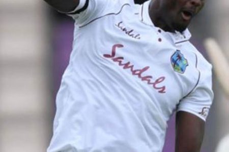 West Indies captain Jason Holder celebrates a wicket on Thursday’s day two of the opening Test at the Ageas Bowl. (Photo courtesy CWI Media) 