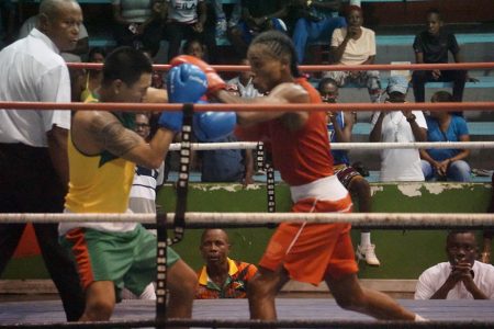  Keevin Allicock (right) has been nominated as the Best Elite Male Boxer. (Emmerson Campbell photo)
