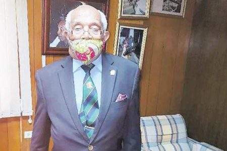 Masked and ready for more legal action is veteran attorney Crafton Miller at his downtown Kingston offices last week. (Photo: HG Helps)