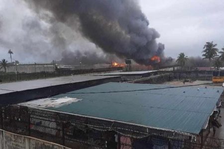The raging fire at the Lusignan Prison Compound