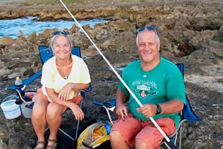 Teri and Harold Nichols fishing in Jamaica.