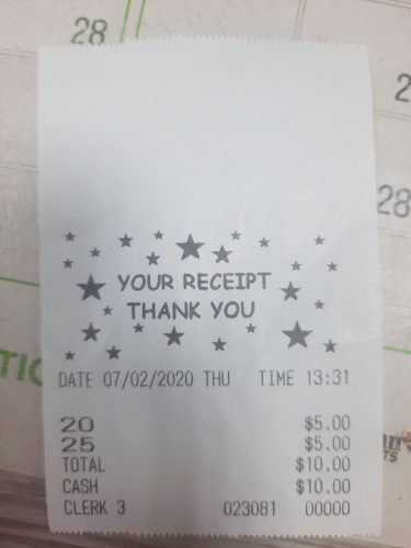 A Play Whe receipt