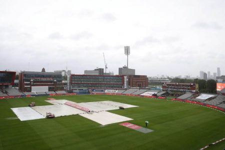 No play was possible on yesterday’s fourth day at Old Trafford because of rain. (Reuters photo)
