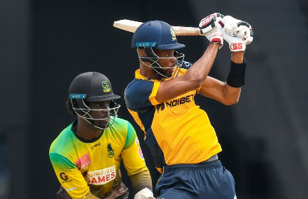 Roston Chase pulls during his top score of 52 for St Lucia Zouks yesterday. 