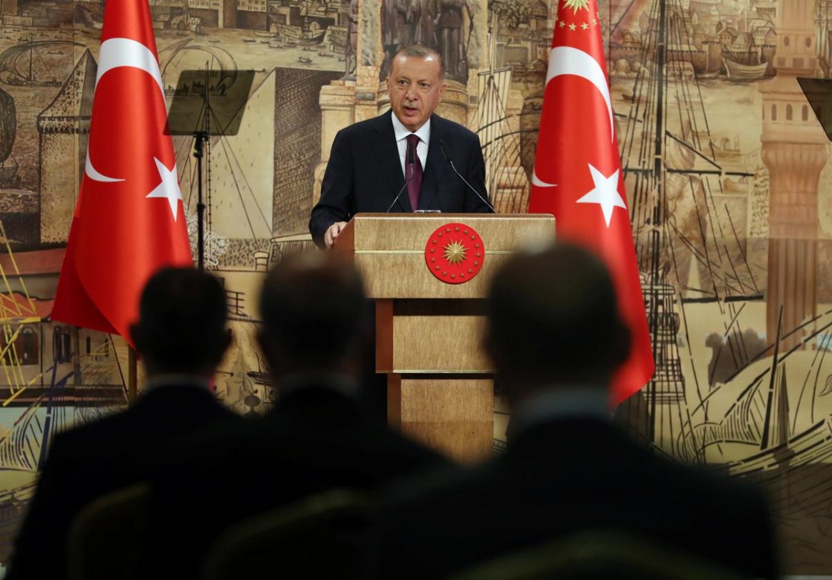 President Tayyip Erdogan making the announcement. (Reuters photo)