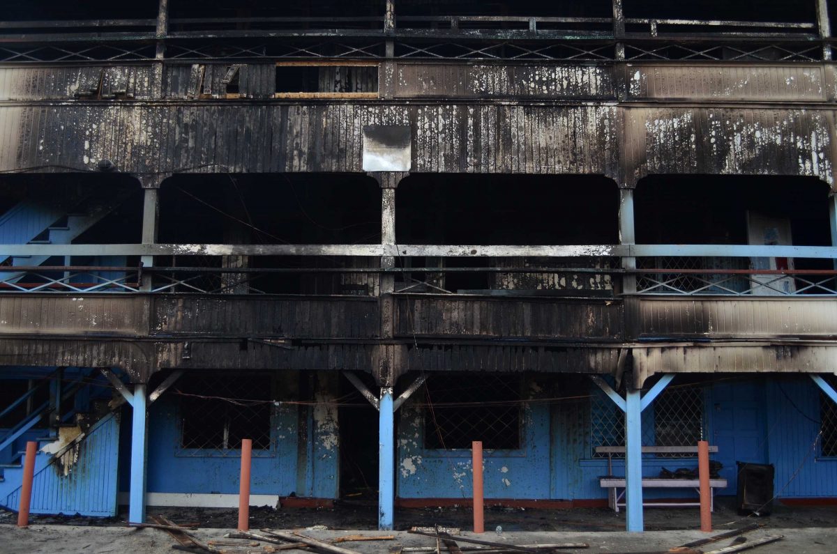 A burnt section of the Chase Academy School
