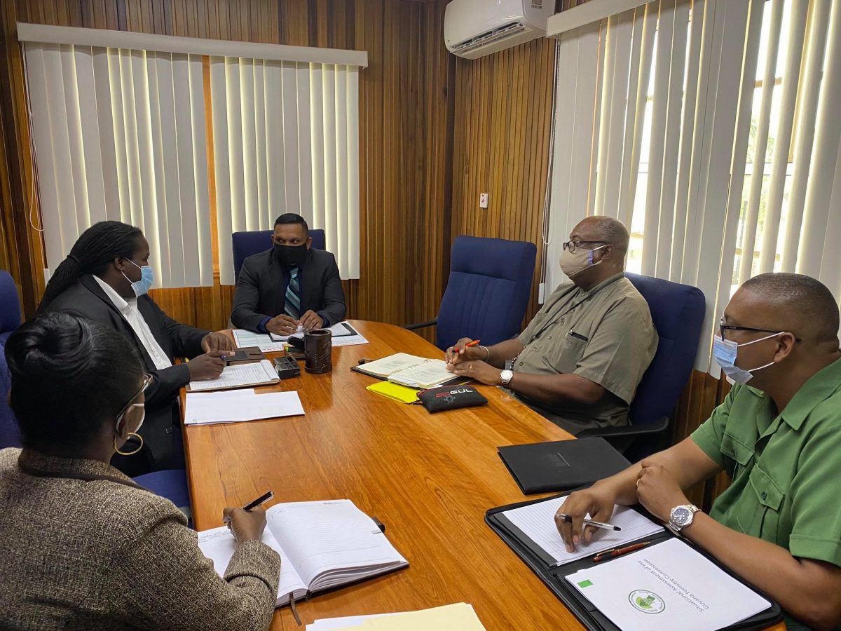 From left: GGB General Manager  Eondrene Thompson, Ministry of Natural Resources Permanent Secretary Joslyn McKenzie, Minister of Natural Resources Vickram Bharrat, GGMC Commissioner Newell Dennison, GFC Commissioner Gavin Agard. (Ministry of Natural Resources photo)
