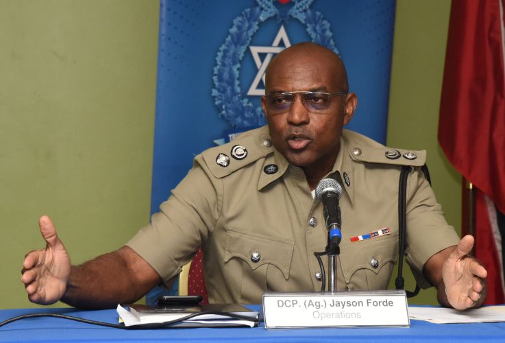 DCP.(Ag) Jayson Forde address members of the media during TTPS media brefing at Police Administration Building yesterday.