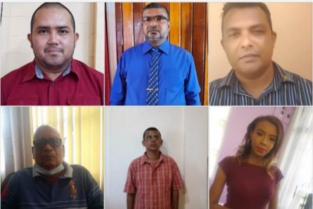 The Regional Executive Officers appointed by the Minister of Local Government and Regional Development. (from top left) Karl Singh (Region 9), Narindra Persaud (Region 6) and Devanand Ramdatt (Region 2). (from bottom right) Jagnarine Somwar (Region 3), Teka Bissessar (Region 1) and Genevieve Blackman (Region 5). (DPI photo)
