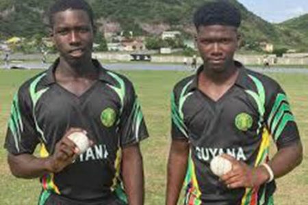 Kevin Sinclair (left) and Ashmead Nedd have been playing together since youth level for Guyana
