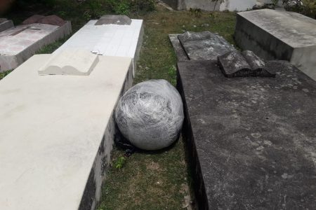 One of the parcels among the tombs (Police photo)