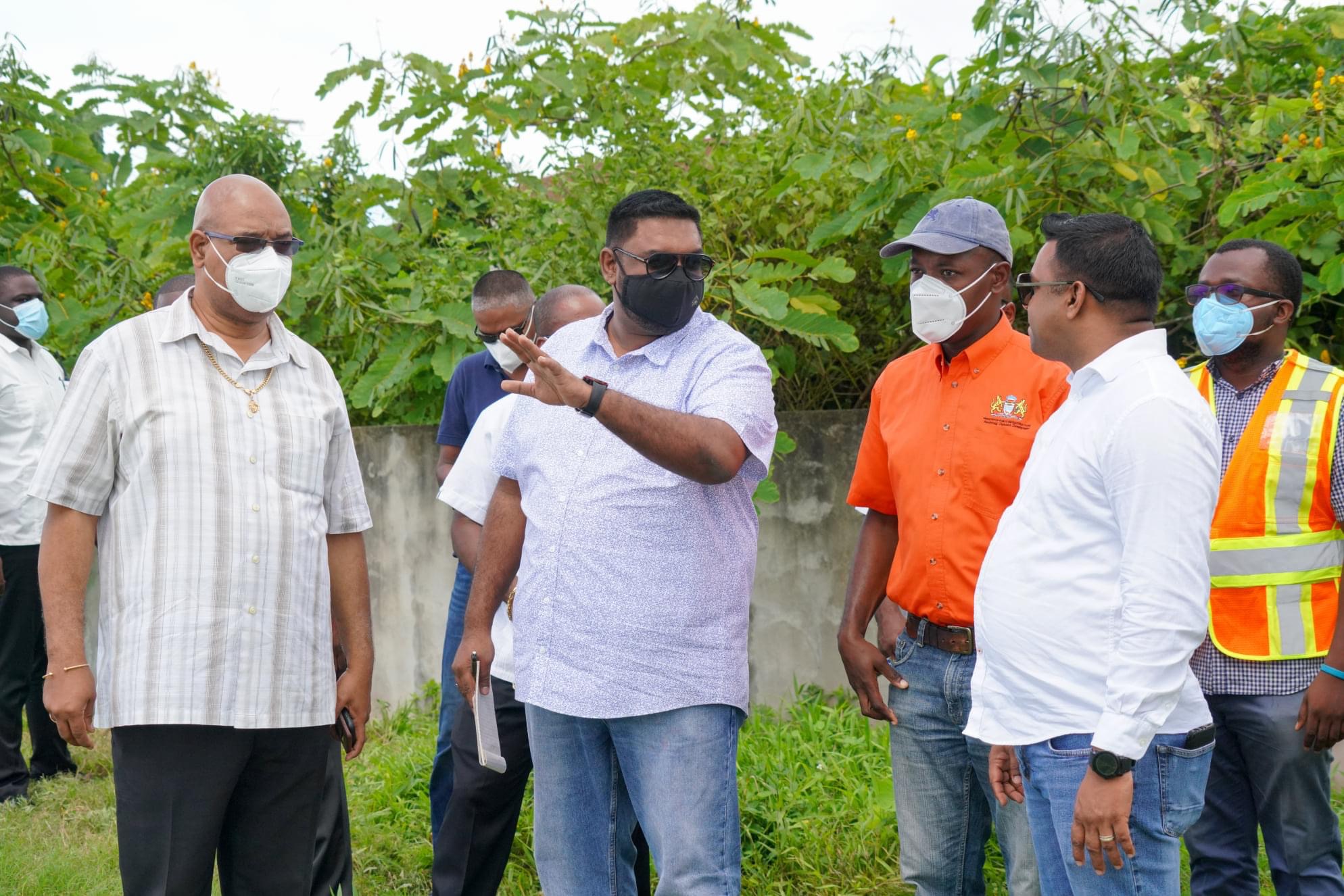 President Irfaan Ali (second from left) and team members during the visit. (Office of the President photo)