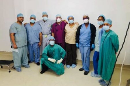 The team of doctors who were part of the historic operation. Standing third from left is Dr. Carlos Martin (DPI photo)