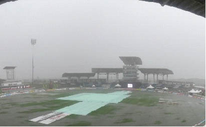Torrential rain engulfed the Brian Lara Stadium on Thursday. 