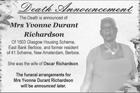 Mrs Yvonne Durant Richardson