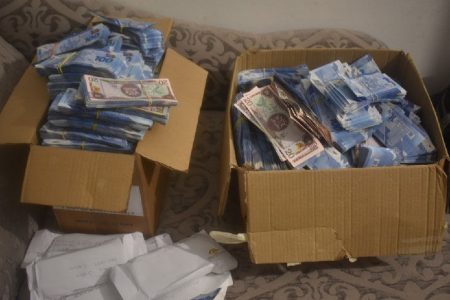 Seized: Boxes of money