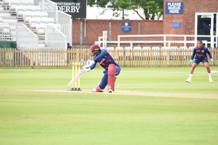 Hayley Mathews plays sweetly through the offside during her innings of 27. (Photo courtesy CWI media)