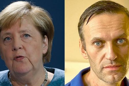 German Chancellor Angela Merkel  (left) and Alexei Navalny 