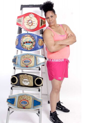 Gwendolyn O’Neil with her belts.
