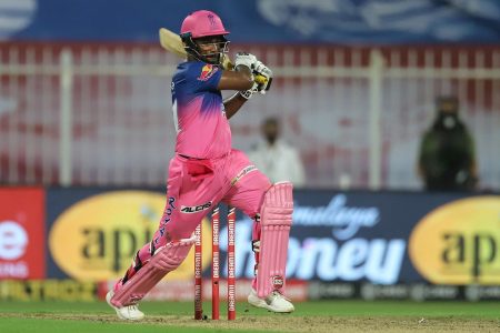 MIGHTY SAMSON! Sanjou Samson smote seven sixes and four fours to pilot Rajasthan Royals to the highest ever run chase at the expense of the Kings XI Punjab yesterday. (Photo courtesy IPL website)