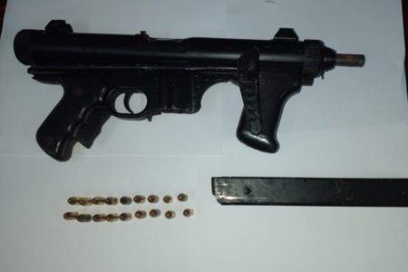 The gun and ammunition found 