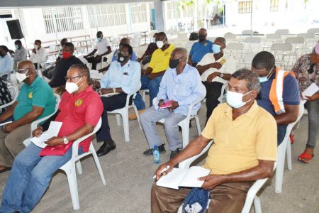 Stakeholders at the consultation on the plans for the Stabroek Market Square (Ministry of Home Affairs photo) 