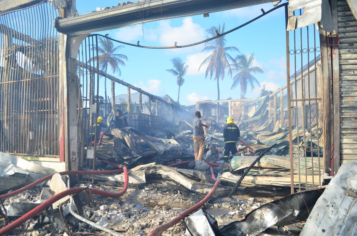 What was left of Caricom Auto Spares after a fire yesterday afternoon. (See story on page 10)  (Orlando Charles photo) 