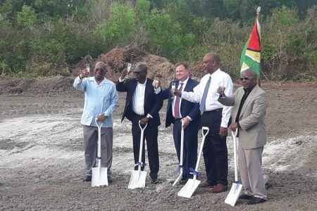  Former Minister Winston Jordan and then NICIL Head Colvin Heath-London at the turning of the sod event at Ogle. At Centre is United States Developer and main investor Mike Elliott, Edmon Braitwaite is next to him.
