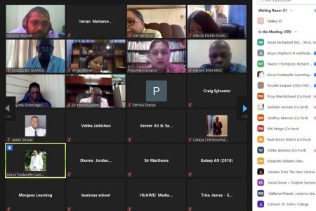 A screenshot of the Zoom Meeting between senior Education Ministry officials and the teachers from Georgetown and Region three.