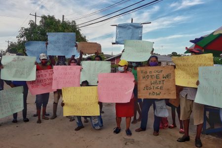 Residents protesting eviction
