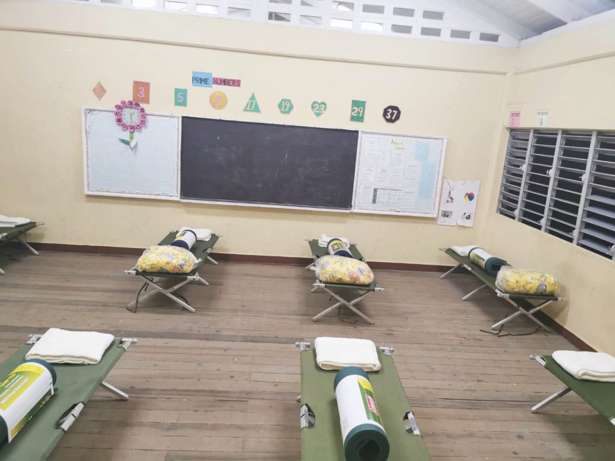 Cots in a classroom at the school (DPI photo)
