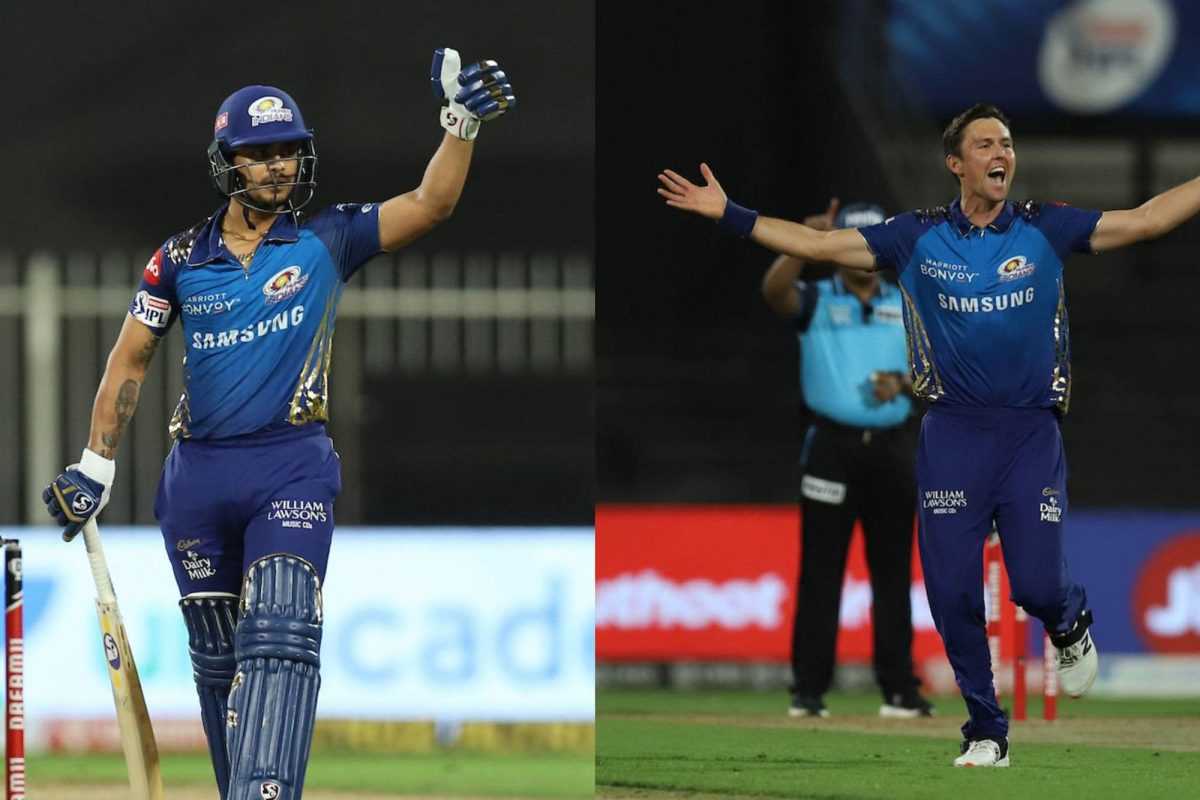 Ishan Kishan, left,  slammed an unbeaten 68 while Trent Boult picked four wickets as Mumbai Indians beat Chennai Super Kings by 10 wickets.
