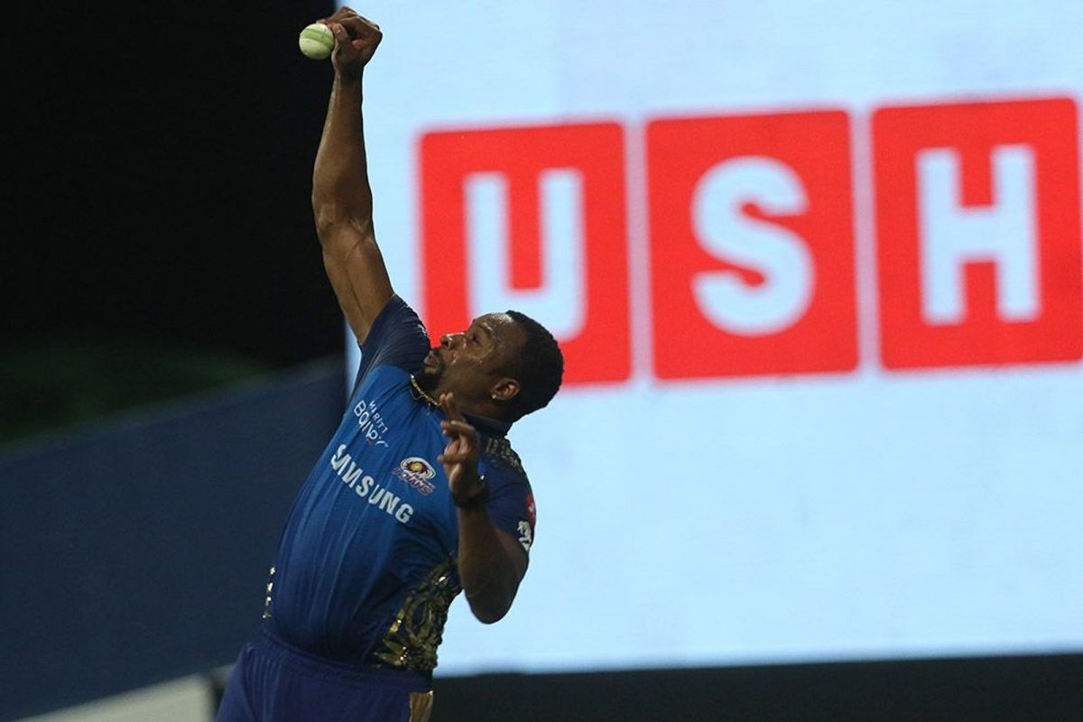 ROYAL WIN! Kieron Pollard of Mumbai Indians takes a catch of Jos Buttler of Rajasthan Royals during match 20 of season 13 of the Dream 11 Indian Premier League (IPL) at the Sheikh Zayed Stadium, Abu Dhabi in the United Arab Emirates. Photo by: Vipin Pawar / Sportzpics for BCCI
