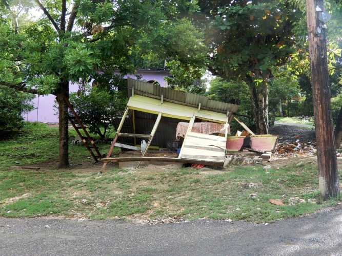 The remains of the old shop that was being used as a roadside classroom.
