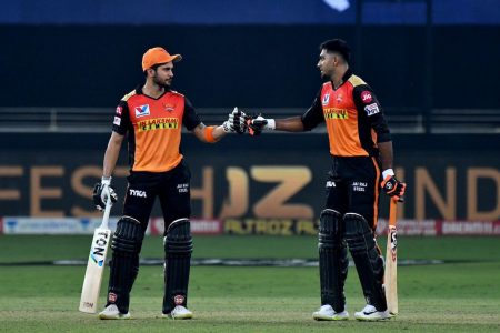 Manish Pandey (left) hammered 83* off 47 balls while Vijay Shankar scored an unbeaten 52 off 51 balls as Sunrisers Hyderabad beat Rajasthan Royals by eight wickets.
