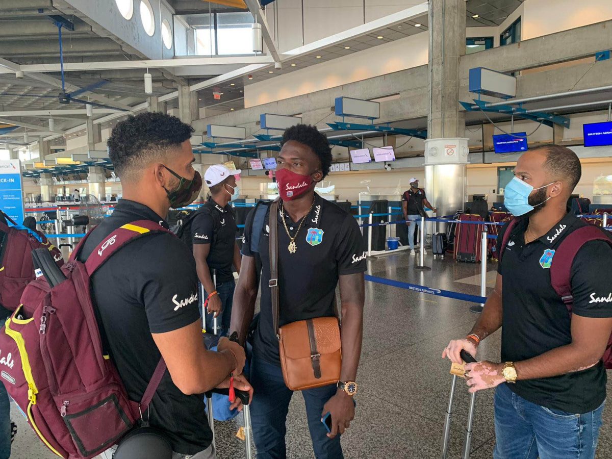 Some members of the West Indies team prior to their departure for the tour of New Zealand. (Photo courtesy Cricket West Indies)
