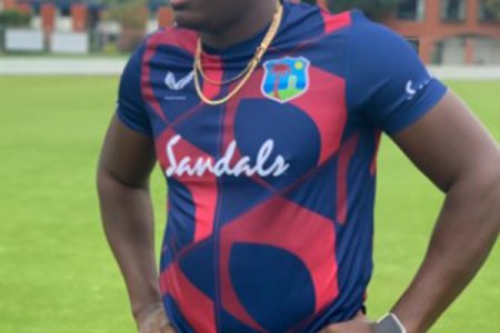 West Indies all-rounder Rovman Powell listens intently during training on the current tour of New Zealand. 