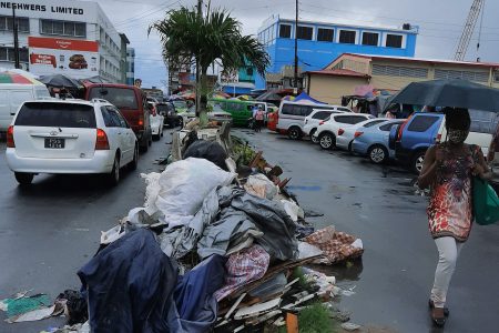 Horrific: A garbage pile-up this week on Water Street (Orlando Charles photo)