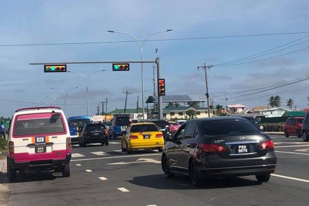 Traffic lights which were installed along the new East Coast Demerara (ECD) Public Road have recently become operational. The  lights were installed at various intersections along the road, including at Mon Repos, Beterverwagting, Le Ressouvenir, Lusignan and Better Hope. 