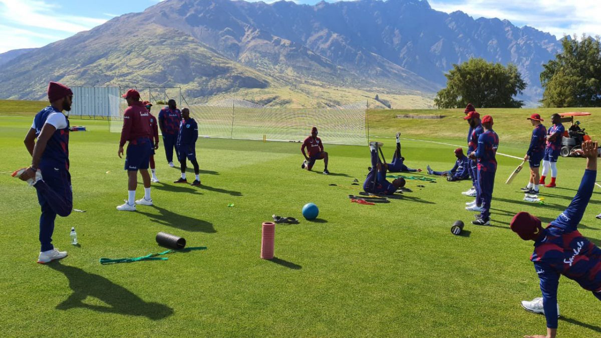 Some West Indies players going through their paces as they prepare to take on New Zealand in their upcoming T20 and Test series.
