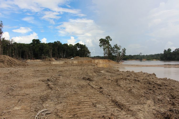 Environmental degradation caused by illegal mining on Micobie Village lands. (Amerindian People’s Association photo)
