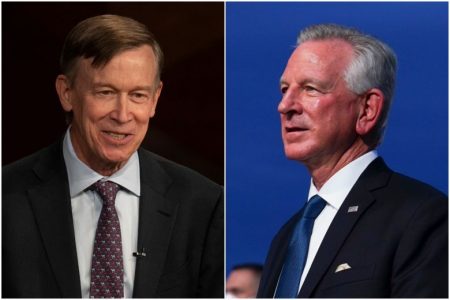 Democratic challenger John Hickenlooper (left) won in Colorado while Republican Tommy Tuberville won in Alabama.PHOTOS: REUTERS, NYTIMES