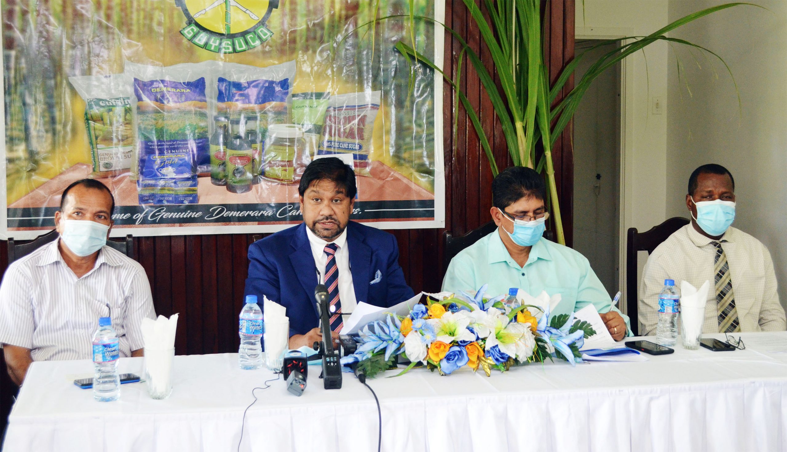 CEO Sasenarine Singh (second from left) with the GuySuCo panel