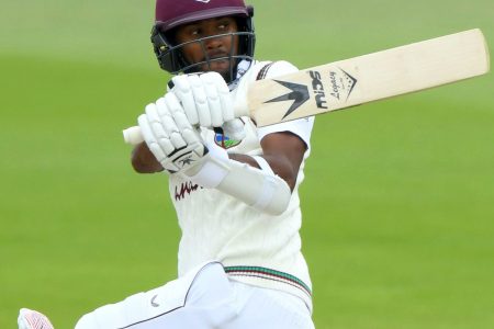 West Indies opener Kraigg Brathwaite scored his career-best score of 246  against New Zealand “A” on the second day of a four-day, first-class tour match yesterday at John Davies Oval in Queenstown, New Zealand. (NZC image)